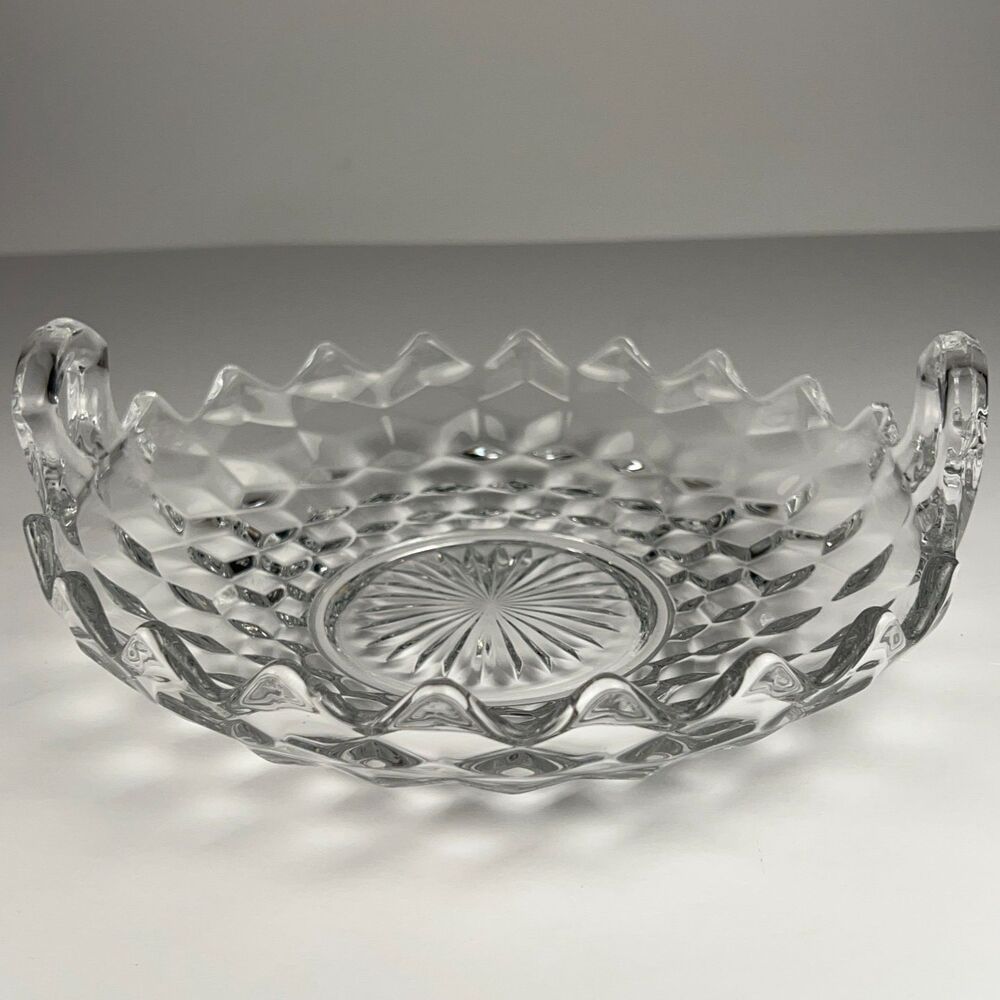 Fostoria American 9" Handled Utility Tray #732 Clear Glass Bowl Serving Handles